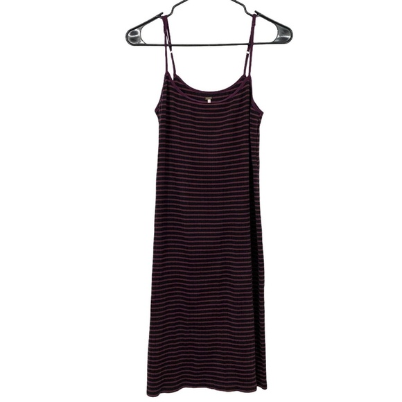 Free People Dresses & Skirts - Free People Burgundy Blue Stripe Ribbed Knit Dress